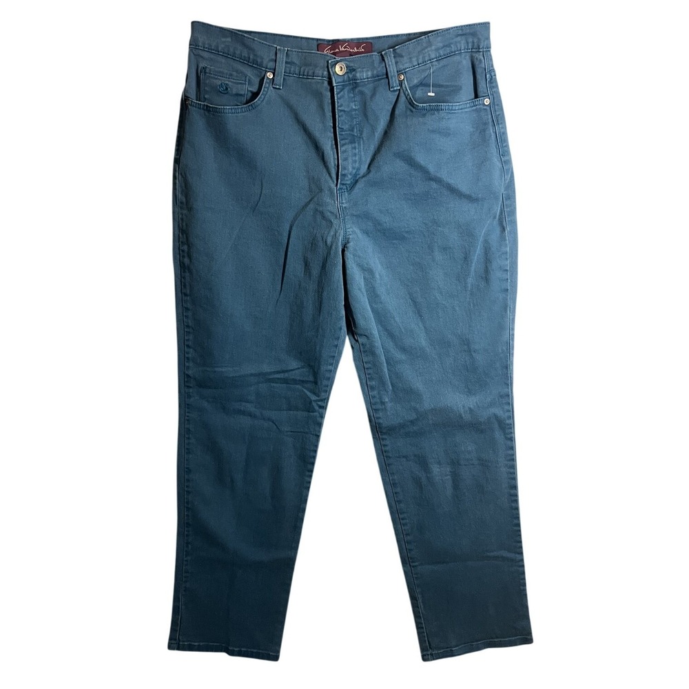 Gloria Vanderbilt Amanda Jeans Women's Size 14 Average Teal Blue Stretch Mid
